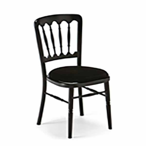 Black banquet chair hire with black seatpad