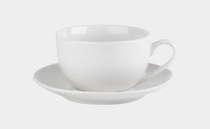 White cappuccino cup, party hire cups