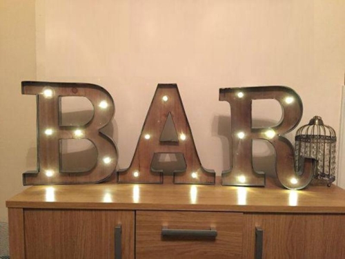 Light up Letters with BAR sign
